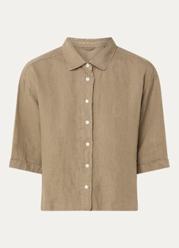Moscow Dames Lady blouse van linnen in de kleur Khaki