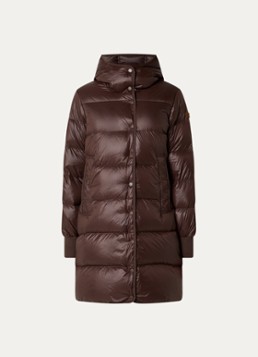 Moscow Dames Ullah longline puffer jas met donsvulling en glanzende finish in de kleur Roodbruin