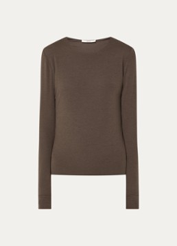 Moscow Dames Lucia longsleeve met ronde hals in de kleur Donkerbruin