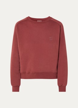 Moscow Dames Sweater met logo- en backprint in de kleur Oranjerood