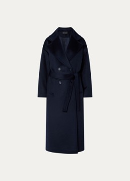 Pennyblack Dames Cimelio mantel van wol met strikceintuur in de kleur Donkerblauw