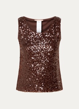 Pennyblack Dames Semisse mouwloze top met pailletten in de kleur Bruin