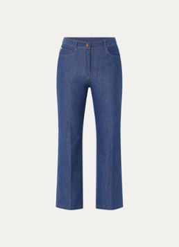 Pennyblack Dames High waist straight fit cropped broek van chambray in de kleur Indigo