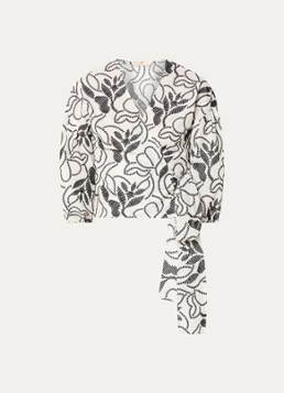 Pennyblack Dames Blouse met strikceintuur met bloemenprint in de kleur Wit
