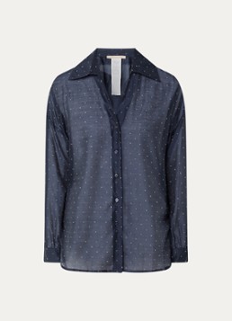 Pennyblack Dames Semi-transparante blouse met strass in de kleur Donkerblauw