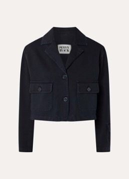 Pennyblack Dames Cropped spijkerjas met klepzakken in de kleur Donkerblauw