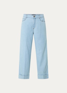 Pennyblack Dames High waist straight leg jeans in linnenblend met lichte wassing in de kleur Indigo