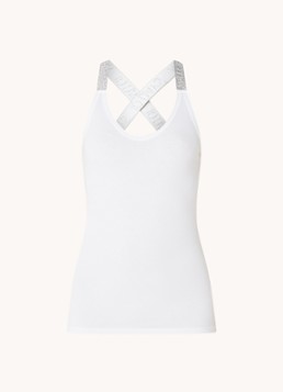 10DAYS Dames The Wrapper top met logoband en lurex in de kleur Wit