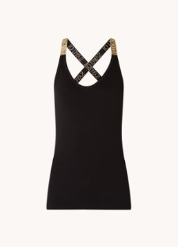 10DAYS Dames The Wrapper top met logoband en lurex in de kleur Zwart