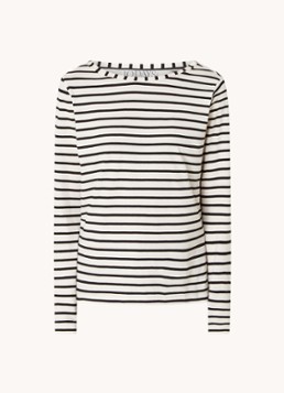 10DAYS Dames Longsleeve van katoen met streepprint in de kleur Wit