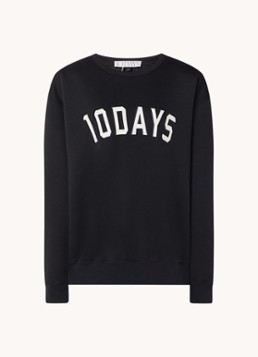 10DAYS Dames Statement oversized sweater met logoborduring in de kleur Zwart