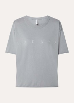 10DAYS Dames T-shirt met logoprint in de kleur Donkergrijs