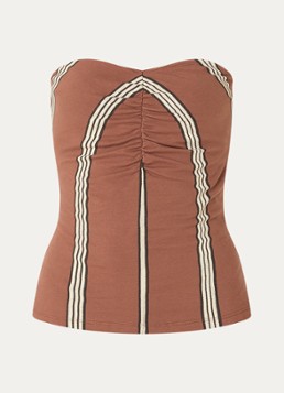 10DAYS Dames Strapless top met streepprint in de kleur Bruin