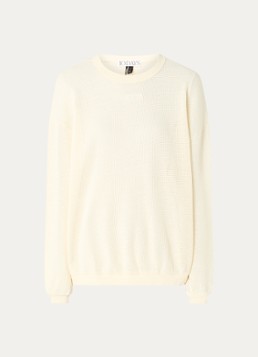 10DAYS Dames Sweater van mesh met logo in de kleur Creme