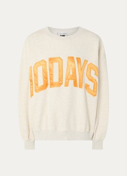 10DAYS Dames Sweater met logoborduring in de kleur Grijsmele