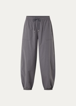 10DAYS Dames High waist tapered fit joggingbroek met logoborduring in de kleur Donkergrijs