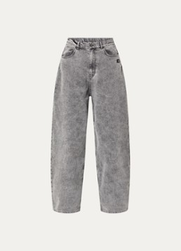 10DAYS Dames Mid waist wide leg jogg jeans met verwassen afwerking in de kleur Lichtgrijs