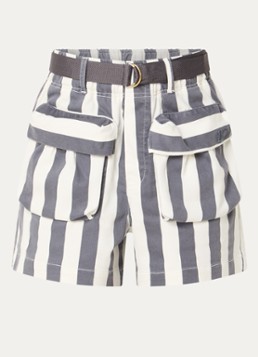 10DAYS Dames High waist straight fit korte broek met streepprint en klepzakken in de kleur Gebroken wit
