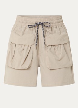 10DAYS Dames High waist loose fit korte broek met klepzakken in de kleur Khaki