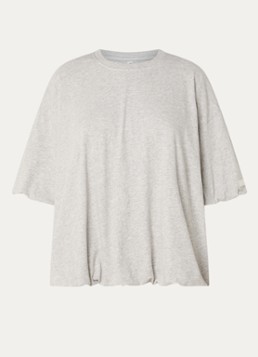 10DAYS Dames T-shirt met gemêleerd dessin en plooidetail in de kleur Grijsmele