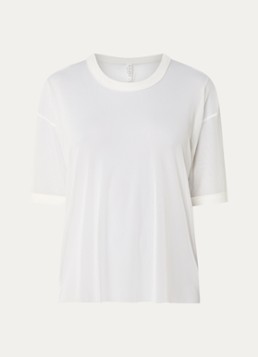 10DAYS Dames Semi-transparant T-shirt van mesh in de kleur Gebroken wit