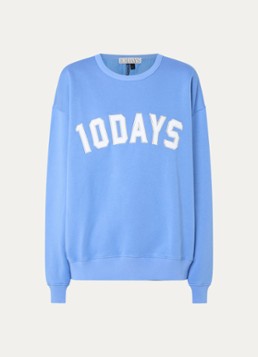 10DAYS Dames Sweater met logoborduring in de kleur Blauw