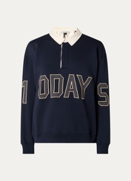 10DAYS Dames Sweater met logoborduring en polokraag in de kleur Donkerblauw