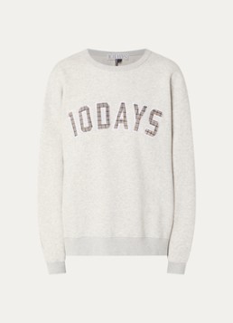 10DAYS Dames Genell sweater met logopatch in de kleur Grijsmele