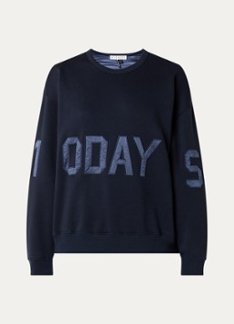 10DAYS Dames Sweater met logoborduring in de kleur Donkerblauw