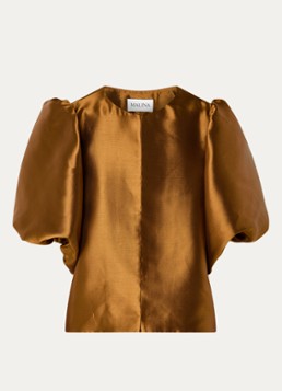 Malina Dames Cleo blouse met pofmouw in de kleur Donkeroranje
