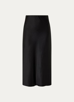 Malina Dames Aubree midi rok van satijn in de kleur Zwart