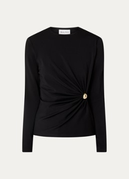 Malina Dames Mailey top met plooidetail in de kleur Zwart
