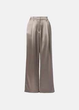 Malina Dames Sarah high waist wide leg pantalon van satijn in de kleur Grijs