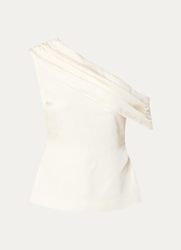 Malina Dames Seleah top met asymmetrische hals in de kleur Ivoor