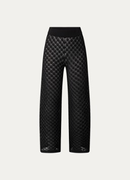 Malina Dames Alissa grofgebreide high waist wide fit broek in de kleur Zwart
