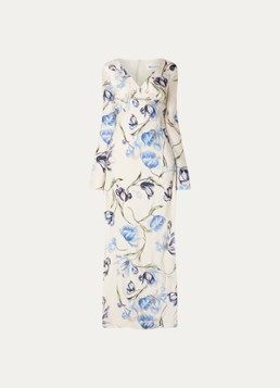 Malina Dames Carolina maxi jurk met bloemenprint in de kleur Gebroken wit