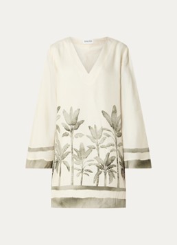 Malina Dames Leonella mini jurk met bloemenprint in de kleur Creme