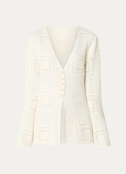 Malina Dames Mirella grofgebreid vest met V-hals in de kleur Ivoor