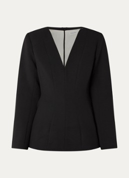 Malina Dames Top met V-hals en schoudervulling in de kleur Zwart
