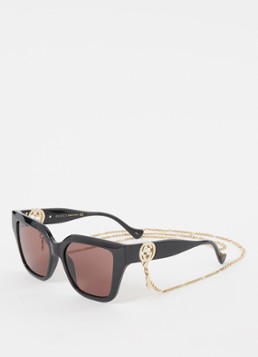 Gucci Dames Butterfly zonnebril met brillenkoord GG1023S in de kleur Zwart