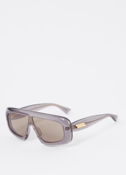 Bottega Veneta Dames Shield zonnebril BV1281S Grijs - Deal