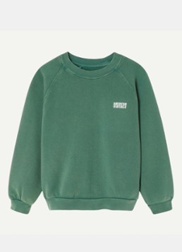 American Vintage Meisjes Izubird sweater met logo in de kleur Donkergroen, maat: 146