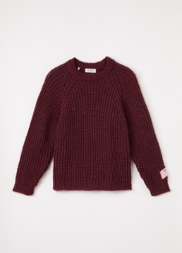 American Vintage Meisjes Cyrob grofgebreide trui van wol in de kleur Bordeauxrood, maat: 11Y = 146