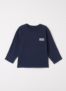 American Vintage Jongens Gixy longsleeve met logo in de kleur Donkerblauw, maat: 13Y=158
