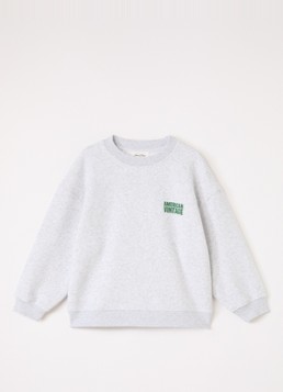 American Vintage Jongens Baptown sweater met logo in de kleur Lichtgrijs, maat: 13Y=158