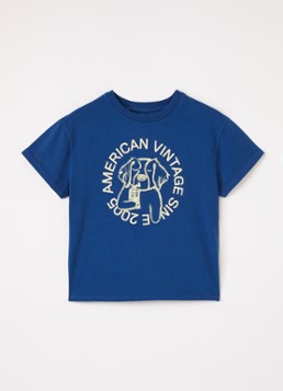 American Vintage Jongens Fizvalley T-shirt met logo- en backprint in de kleur Indigo, maat: 9=134