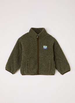 American Vintage Jongens Hoktown vest van teddy met logo in de kleur Legergroen, maat: 5Y=110