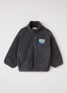 American Vintage Jongens Hoktown trui van teddy met halve rits in de kleur Donkergrijs, maat: 9=134
