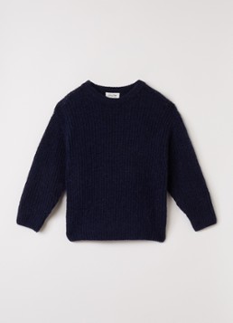 American Vintage Jongens East grofgebreide trui in alpaca wolblend in de kleur Donkerblauw, maat: 5Y = 110