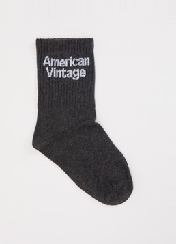 American Vintage Meisjes Clypsun sokken met logo in de kleur Antraciet, maat: S = 25-29
